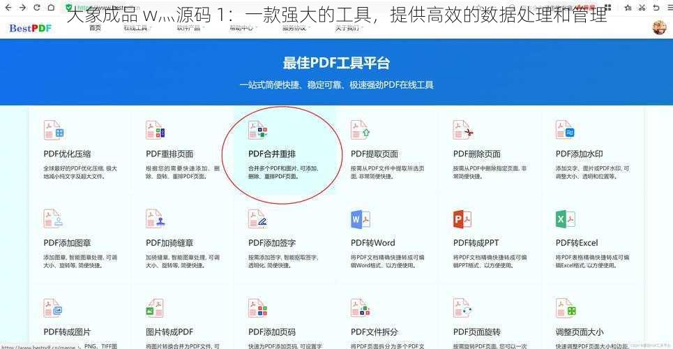 大象成品 w灬源码 1：一款强大的工具，提供高效的数据处理和管理